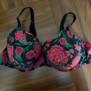 Torrid Black and Pink Floral Bra